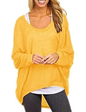 Yidarton Frauen Asymmetrisch Langarm Pullover Pulli Strickjacke Oversized Baggy Lose Jumper T-shirt Tops Bluse