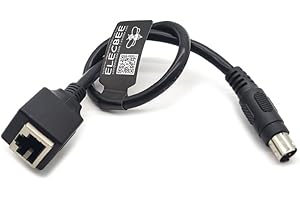 Elecbee RJ45 Female to 8-Pin Mini Din Male Cable | High-Speed Adapter Converter (30cm) for Test Equipment | Industrial Ethernet, Radar Systems, Telecoms | Durable Unshielded 8P8C Patch Lead