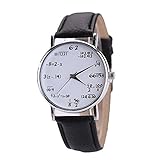 Tonsee Math Formeln Damen Herren Leder Edelstahl Uhr Sport Quarz Armbanduhr (schwarz)
