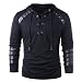 Produktbild JYJM 2018 Jacke Herren Winter lang Weihnachten Männer Winter Kordelzug Vintage Leder Patchwork Langarm Mit Kapuze Tops Blusen Herren Jacke Parka Winddicht Coat Mantel Winterjacke Männer