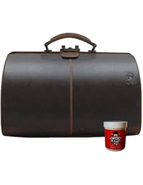 BARON of MALTZAHN Arzttasche Doktortasche Hebammentasche KNEIPP aus braunem Büffel Leder + Lederpflege