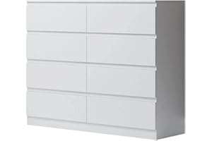 FWStyle Modern 8 Drawer Chest, 40 cm Length x 120 cm Width x 99 cm Height, Matt White