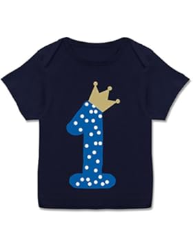 Geburtstag Baby - 1. Geburtstag Krone Junge Erster - Kurzarm Baby-Shirt für Jungen und Mädchen in verschiedenen...