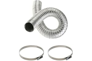ARMAR TRADING LTD Ducting Aluminium Hose with Two Clips - Flexible Duct Pipe with 2 Clamps - Extractor Fan Tube with 2 Bands (110mm)