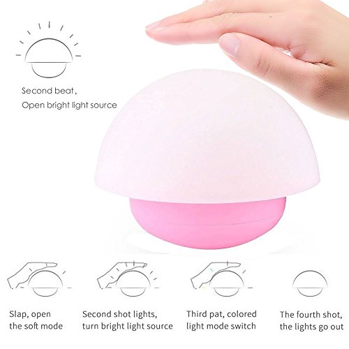 LED Nachtlicht, BestFire LED Berührungssensor dimmare Atmosphären-Lampe, Mini Stimmung Lampe, Pilz Lampe, Yoga Lampe Mushroom Lampe Bettlampe Tumbler mit 3 Heiligkeitstufen, dimmbares Warmweiß/Farbwechsel mit Touch Schalter für Babys Zimmer,Schlafzimmer, Wohnräume, Camping, Picknick Indoor/Outdoor - 2