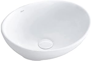 ‎VBCHOME VBChome Mini Waschbecken Keramik Weiß 34x27x13 cm Oval Aufsatzwaschbecken Waschtisch Waschschale für Gäste-WC Handwaschbecken Modern Wasserfall-Design Aufsatzbecken Platzsparend