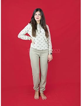 PIGIAMA DA DONNA IN MICROPILE A MANICA LUNGA 46 PANNA/BEIGE