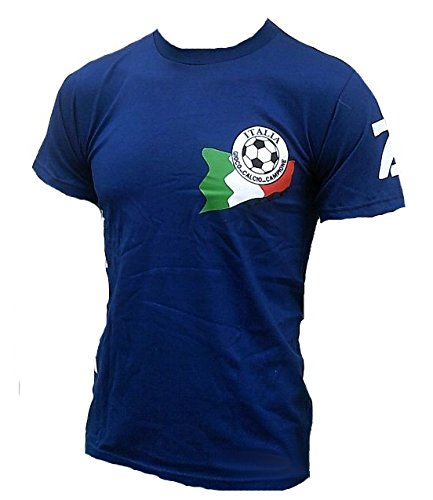 Ticila Herren T-Shirt Italia Italien Italy Forza Squadra Azzurra Azzurri Fussball WM EM Designer Fan Tee Trikot Blau XXL 58/62