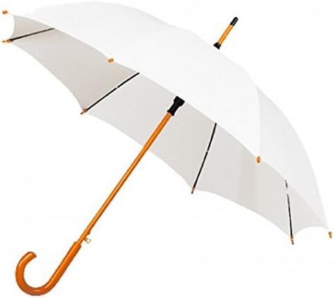 White wedding Umbrella, Classic White Umbrella with wooden handle - Automatic open wedding umbrella white - White Umbrella