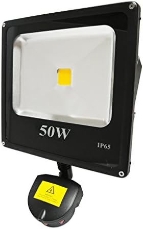 YAYZA! Classic PIR Motion Sensor IP65 Waterproof Outdoor Security LED Floodlight with New Override Function 50W Cool White