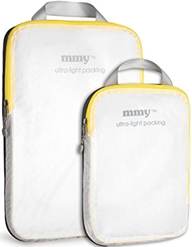 mmyTM Ultra-Light Travel Ripstop Silnylon Compression Packing Cube (Set) (Lemon Yellow/Grey)