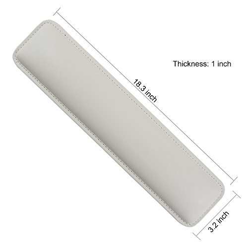 Rancco® PU Leder Handgelenkauflage für Tastatur und Maus w/ 2 Pcs rutschfester Matte, 46.5 cm Genäht Edge Soft Handgelenk Kissen Pad für Notebook / Desktop, Anzug für Büros, Haus, Spiel(Weiß) - 6