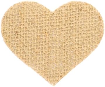 Jute Hessian Burlap Fabric HEART Die Cut Shapes - Pack of 10 - Natural
