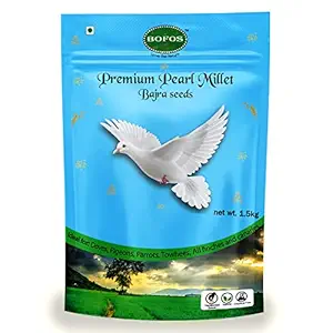 BOFOS Bajra Seeds (Pearl Millet) Birds Food for Doves, Pigeons, Canaries, Finches, Budgies, Lovebirds, and All Types of Cockatiels (1.5kg)