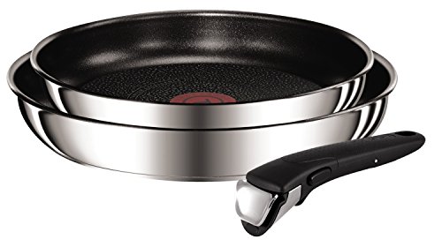 Tefal L94092 Ingenio Preference Pfannen-Set, 24 + 28 cm, inklusive Griff, induktionsgeeignet, antihaftversiegelt, Edelstahl