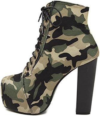 Camouflage Boots For Women Women's Combat Style up Ankle Bootie Quilted Military Knit Credit Card Knife Money Wallet Pocket Boots , EU40/UK7