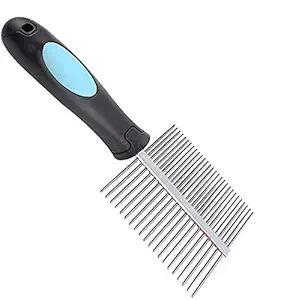 PetVogue Dog Cat Grooming Comb, Double Sided Stainless Steel Round Teeth Pet Combs for Grooming Small Large Dogs Cats