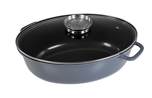 Kopf XXL Bräter Colima (Aluguss, 7,7 Liter, inkl. Glasdeckel mit Aromaknopf, Induktion) grau - 2