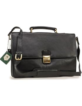 Visconti Schwarz Leder Aktentasche / Umhängetasche A4 (18074) - Größe: B: 40 H: 27 T: 11 cm