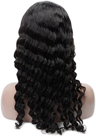 HmtAfro Brazilian Deep Wave Full Lace Wig with Baby Hair 160% Density 9A Grade (Natural Color) (20'', deep wave)