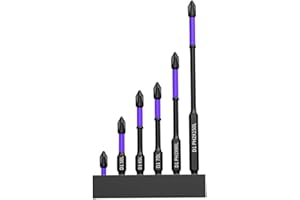 PUZAME Upgraded High Hardness and Strong Magnetic Bit, 6-Piece Magnetic Screwdriver Bit Set, D1 Impact Driver Bit Set, Anti-Slip Screw Extractor Cross Slot Screwdriver for Electric Screwdriver Impact Drill