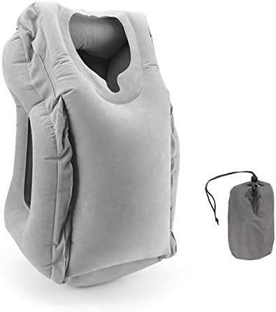 ATLES Inflatable Pillow Travel Rest Pillows,Office Nap Comfortable Sleep Pillow With Full Body and Head Support,Neck Head Pillow for Airplane,Trains,Cars and Office,Lovely gift (Grey)