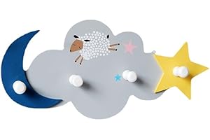 Yinitoo Children's Coat Rack with 4 Hooks Wall Coat Hooks Children's Furniture Coat Hooks Forest Animals Young Girls (little Swan)