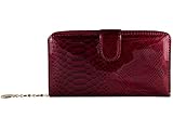 Material: PU-Leder Holographische Schlange-Effekt Damen Geldbörse Kreditkarte Foto Halter PU Leder Mode ID Business Wallet (Wein)