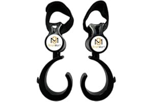 OrionMart Set of 2 Buggy Clips for Hanging & Organising Stroller Hooks | Pushchair Pram Clips 360 Degree Swivel Holds Baby Bags Purses Groceries – Universal Fit Wheel Chair Stroller/Pram Clips