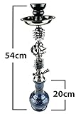 Shisha, Hookah, Orientalische Wasserpfeife mit 3 Schläuchen, inklusive Zange, Tonkopf Shisha Höhe- ca. 49cm Nargile Hookah mit Tonkopf und Zange. F008 - 