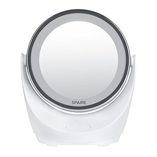 Spaire Kosmetikspiegel LED 10-fach Vergrößerter Schminkspiegel mit Licht Doppelseitiger Vergrößerungsspiegel mit 360°Drehbar für Kosmetik und Hautpflege - 5