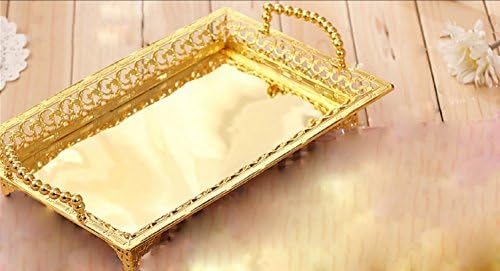 Metal rectangle tray plate silver tray wedding dessert table ornaments , gold