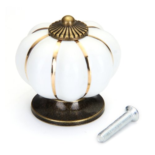 Preisvergleich Produktbild Möbelknopf Schubladengriff Porzellan Weiß Bronze Kürbis Möbelgriff Möbelgriffe