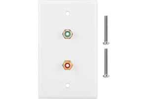 Fdit Placa de pared de doble conector RCA con conector central blanco, placa de pared, enchufe de pared para subwoofer, receptor estéreo y otros dispositivos, embalaje múltiple