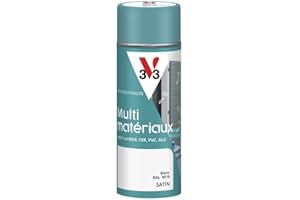 V33 Peinture extérieure aérosol multi-matériaux, Blanc satin, 400 ml