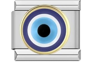 MON & SONS M&S Luck Lucky Evil Spiritual Eye Hamsa Hand Fatima Protection 9mm Italian Link Charm Compatible With Nomination Bracelet