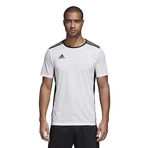 adidasMen's Entrada 18 Soccer Jersey, White/Black, Large