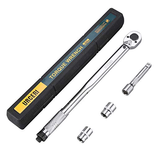 Chiave Dinamometrica Professionale, URCERI 1/2" (28-210 NM), 5 Pollici Barra di Prolunga, con 2 Adattatori (17MM e 19MM), Scatola e Certificazione per Veicoli, Moto e Bici