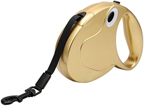 Retractable Belt Dog Leash Ergonomic Design Easy Handle Gold 15ft Suitable for Small Dogs up to 50lbs