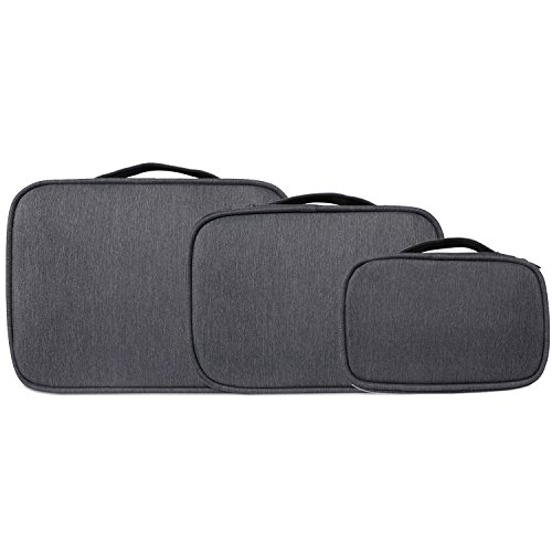 BUBM 3 Stücke Mehrfachfunktion Kabelorganiser Tasche Reisetasche mit Doppelschichten für Elektronische Zubehöre wie Netzteil, Maus und USB Stricks, Schwarz - 8