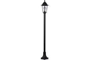 MiniSun | Traditional 1.2m Black Lamp Post Bollard Light | Post Lights, Home Décor & Improvement Essential | Includes 6W LED Bulb [3000K Warm White]