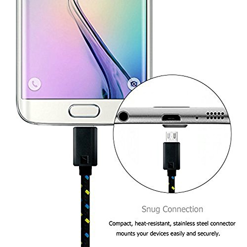 DaoRier Micro USB Kabel 2m Handy Ladekabel USB A Stecker auf Micro USB Metallstecker Nylonmantel Nylon Geflochtenes für Android Smartphones Samsung Galaxy Huawei Rote Rose - 2