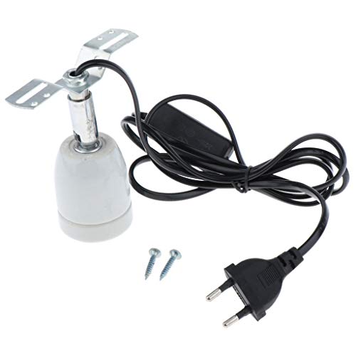 Fenteer E27 Douille Ampoule Support Base de Lampe Chauffante pour Reptile Terrarium Tortue - Noir