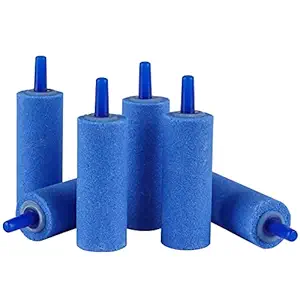 Pawfly 2 Inch Air Stones Cylinder 6 PCS Bubble Diffuser Airstones for Aquarium Fish Tank Pump Blue