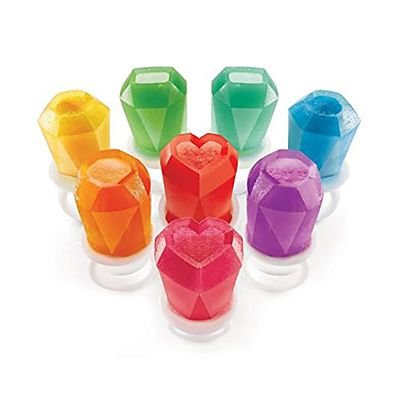 Zoku Form für Ring-Stieleis, 8 Eis in Diamantringform, wiederverwendbare Stiele