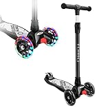 ❤ SUPER COOL LED RÄDER: Die 3 Räder ist mit schöner eingebauter bunter LED Leuchten hergestellt. Beim Rollen werden die Räder leuchten, welche kann man während des Tages auch sehen. Ihre Kinder werden sich dafür lieben, mit Yoleo Roller Scooter zu spielen und Cool zu werden.