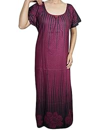 Indiatrendzs Women Nighty Cotton Pink Printed Sleepwear Summer Night Gown Chest : 48"