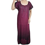 Indiatrendzs Women Nighty Cotton Pink Printed Sleepwear Summer Night Gown Chest : 48"