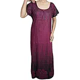 Indiatrendzs Women Nighty Cotton Pink Printed Sleepwear Summer Night Gown Chest : 48"