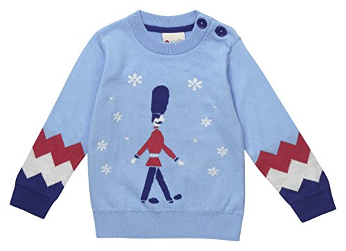 Piccalilly Organic Cotton Blue Boys Guards Knitted Christmas Jumper 1-2 Years